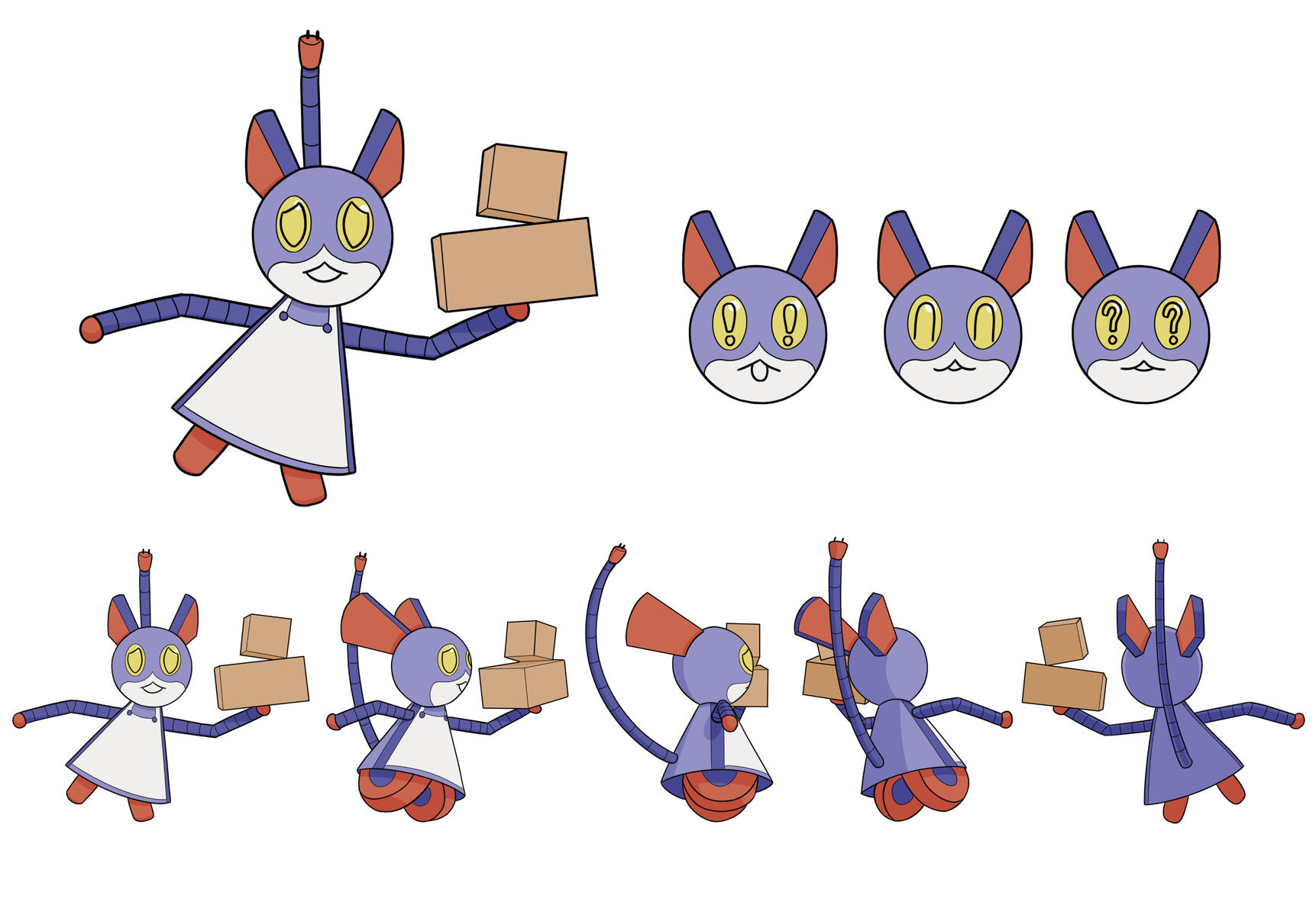 Mouse Character Turn Around - Digital illustration for post-apocalyptic delivery mouse